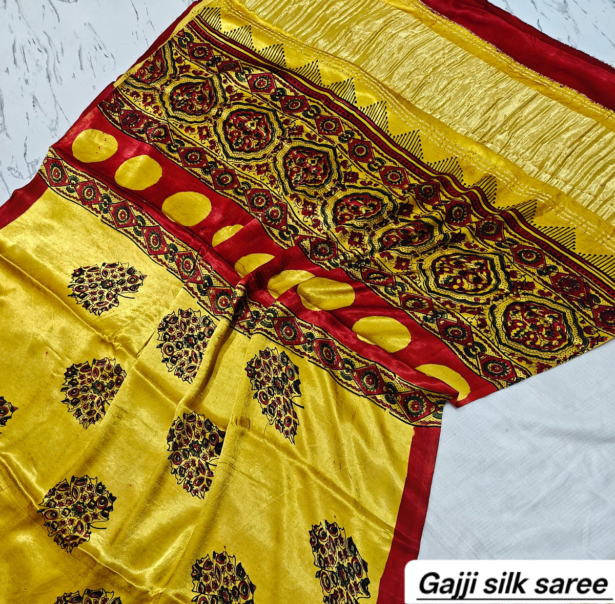 Ajrakh modal gajji silk with Tissue pallu saree 3