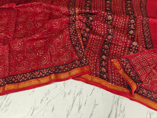 Maheshwari Saree  Red & Black 18