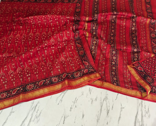 Maheshwari Saree  Red & Black 13