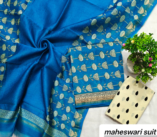 Maheshwari Silk Zari Border Suit 19