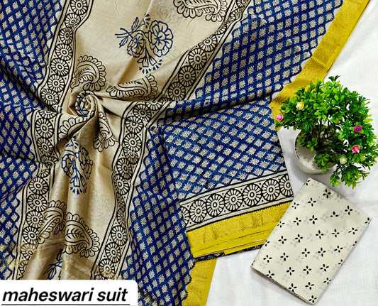 Maheshwari Silk Zari Border Suit 16