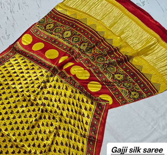 Ajrakh modal gajji silk with Tissue pallu saree 4