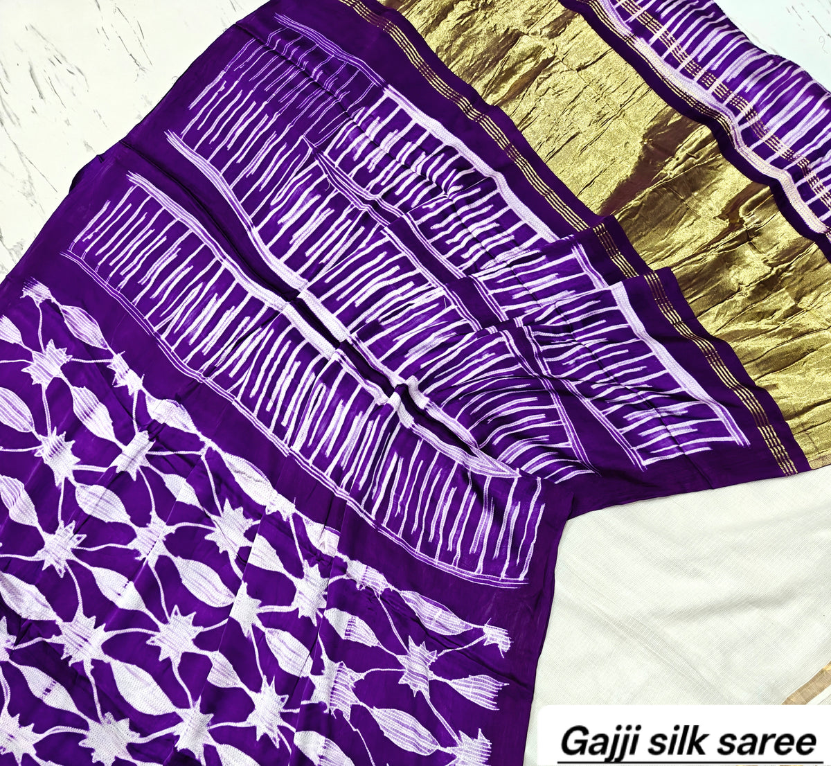 Ajrakh modal gajji silk with Tissue pallu saree 10