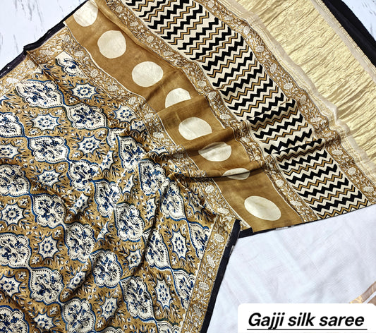 Ajrakh modal gajji silk with Tissue pallu saree 18